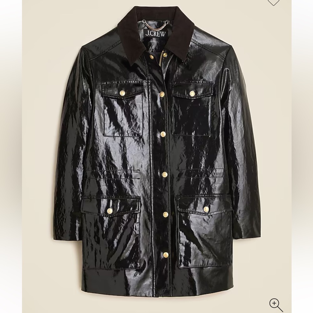 J.Crew Collection Black Laminated Linen Barn Jacket